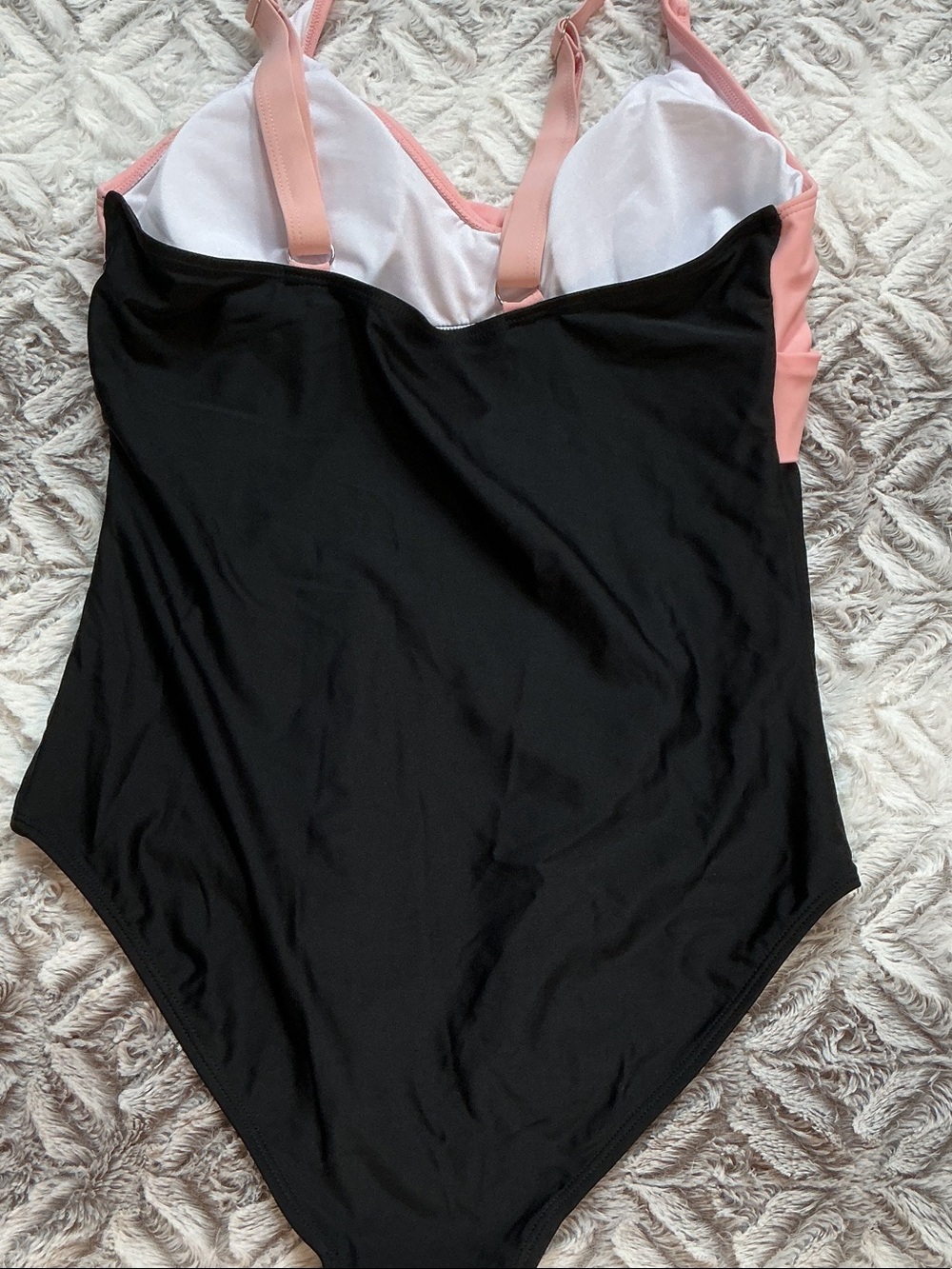Girls Two-Tone Pink and Black One-Piece Swimsuit - Picture 4 of 4